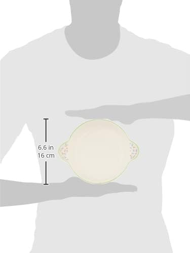 Banko Ware 14085 Oven-safe, Round Au Gratin Dish, Small Flower Green Line, Diameter Approx. 8.1 inches (20.5 cm), Microwave Safe, Made in Japan