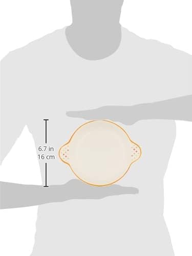 Banko Ware 13978 Oven-safe, Round Au Gratin Dish, Polka Dot and Orange Line, Diameter Approx. 8.1 inches (20.5 cm), Microwave Safe, Made in Japan