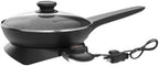 Elite Gourmet EG6207# Scratch Resistant 10.5-inch (2Qt) Fry Pan, Easy-Pour Spout Dishwasher Safe, Non-stick Electric Skillet with Vented Glass Lid, Adjustable Temperature, Black