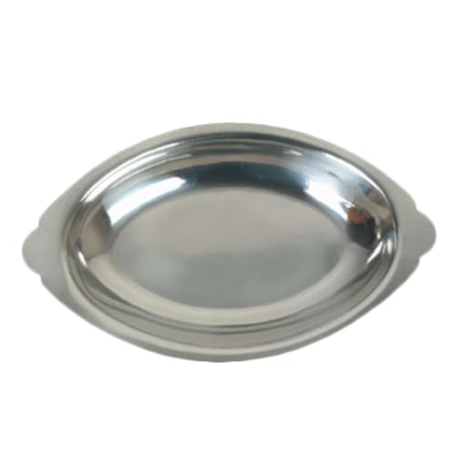 A-to-Z Supply SLGT012 Au Gratin Dish, Oval, 12 oz. Capacity, Crumb Groove, Stainless Steel, Mirror-Finish