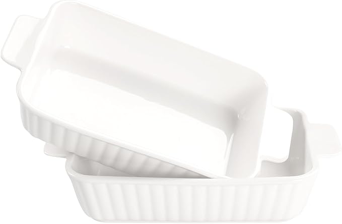 7" x 4.5" Rectangular Au Gratin Baking Dishes, Set of 2, Porcelain Baking pan Oven Safe, Roasting Lasagna Pans, for Casserole Dish, Pie Plate, Baking, scalloped, potatoes, shepherds pie