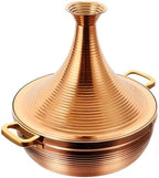 Large Stainless Steel Moroccan Tagine Pot - Non-Stick Casserole with Cone Lid & 2 Handles (30cm/11.8in, Gold) - Perfect for Authentic Moroccan Cooking