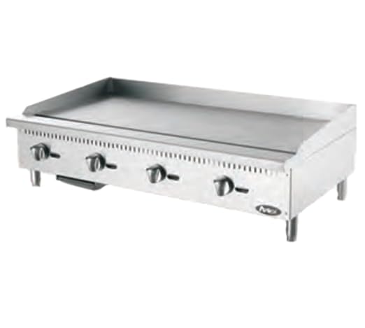 Atosa CookRite ATMG-48 48" Countertop Griddle | Flat Top Grill Hot Plate with Standby Pilots and Grease Drawer for Food Truck | Manual Controlled, Stainless Steel, 4 Burner 120,000 BTU, Liquid Propane