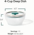 Anyday 4-Cup Microwave Cookware & Glass Container with Glass Lid, Plastic-Free Deep Food Storage | Stackable Airtight Steamer with Vented Lid for Microwave-Safe Reheating, Steaming Vegetables & Rice