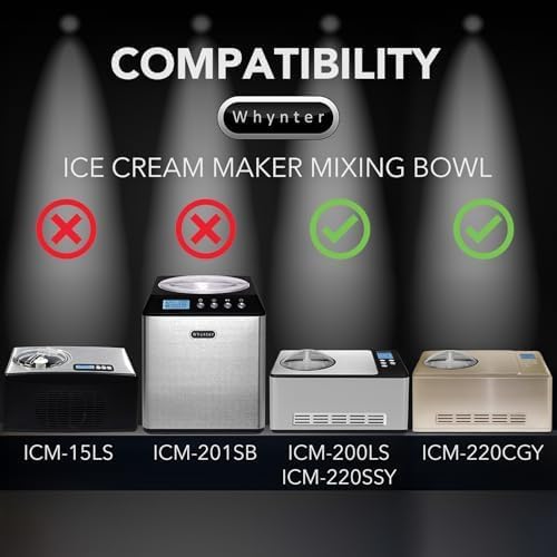Whynter Ice Cream Maker Machine Automatic 2.1 Qt. with Built-In Compressor, LCD Digital Display & Timer, No Pre-Freezing, ICM-200LS, Stainless Steel