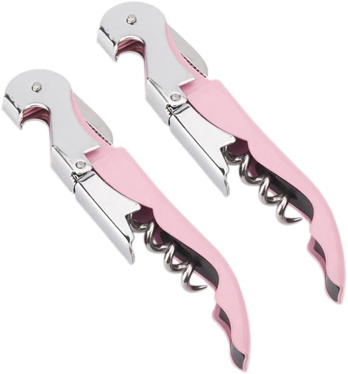 Waiter Corkscrew Professional Wine Opener with Foil Cutter,Manual Wine Bottle Opener for Servers, Bartenders and Waiter (2, Pink)