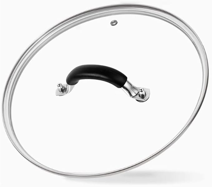 12 Inch Tempered Glass Lid for Lodge 12" Cast Iron Skillets & 7QT Dutch Ovens -Stainless Steel Handle and Rim (12 INCH LID)