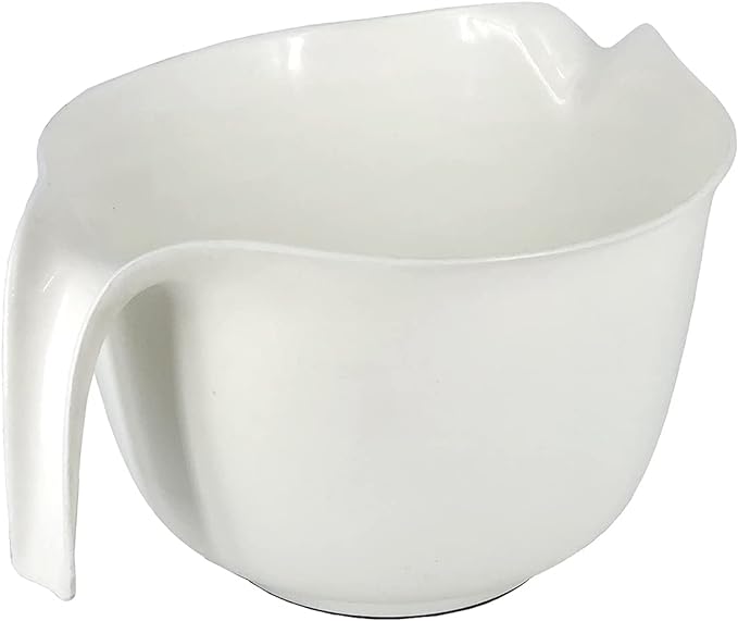 Glad Mixing Bowl with Handle – 3 Quart | Heavy Duty Plastic with Pour Spout and Non-Slip Base | Dishwasher Safe Kitchen Supplies for Cooking and Baking, White