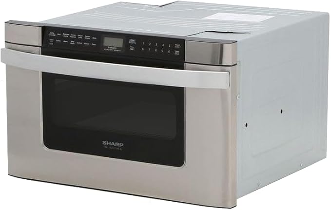 SHARP KB6524PSY Microwave Drawer Oven, 24-inch, 1.2 Cubic Feet, 950 Watt, Angled Touch Control Panel, Stainless Steel