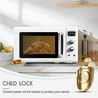 Retro Microwave Oven 0.9Cu.ft，900W Compact Countertop Microwave w/5 Micro Power & 8 Auto Cooking, Child Lock, Timer Setting & Glass Turntable, LED Display, Mint Green