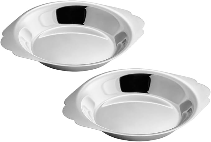 Soro Essentials- 6 oz. Stainless Steel Round Au Gratin Dish Set of 2 - Serving Dish for Individual Serving Casseroles Lasagna and Cobblers Table Serving Dishes Casserole Dishes Individual Gratin Dishes