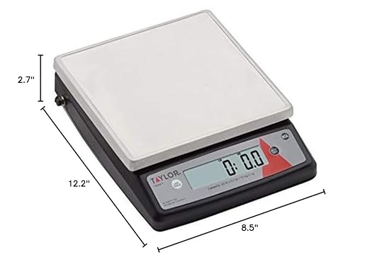 Taylor TE22FT 22-Pound Digital Portion Control Scale, Food Scale for Precise Weight Measuring and Portion Control, Tare and Hold Function, NSF, Stainless Steel Platform