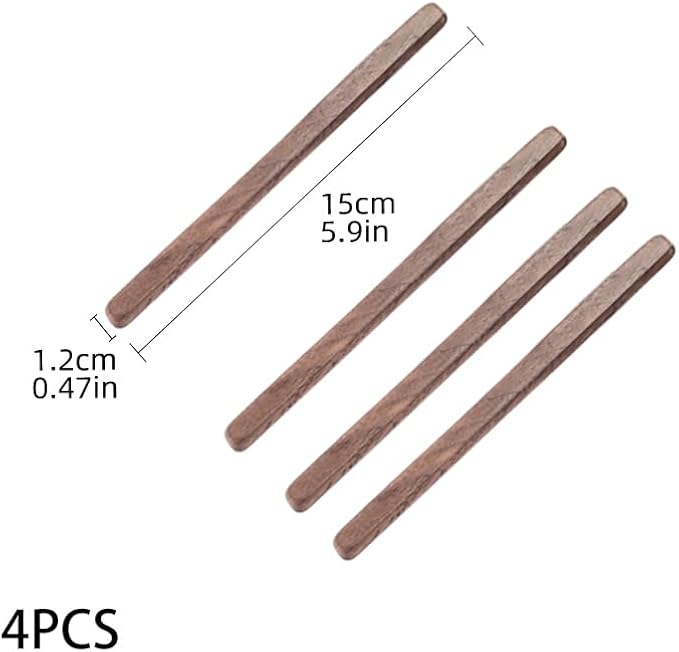 4Pcs Black Walnut Wood Coffee Stirrers 6″ Reusable Wooden Drink Stir Sticks for Coffee, Tea, Milk, Chocolate & Jam Spreader