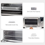 Nuwave Bravo Air Fryer Toaster Smart Oven, 12-in-1 Countertop Convection, 30-QT XL Capacity, 50°-500°F Temperature Controls, Top and Bottom Heater Adjustments 0%-100%, Brushed Stainless Steel Look