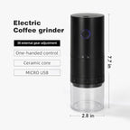 Portable Electric Burr Coffee Grinder with 38 Adjustable Grind Settings - USB Rechargeable Ceramic Core Conical Burr, Coffee Bean Grinder for Espresso, French Press, Travel, Camping, Home & Office Use