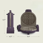 bella Flip-n-Store Waffle Maker, EverGood™ Ceramic Nonstick Coating, Fits-anywhere™ Kitchenware, Power Indicator Light & Touch Handle, 7” Wide & 1" Deep Plates, 1000 Watt, Plum