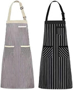 NLUS 2 Pack Kitchen Cooking Aprons, Adjustable Bib Soft Chef Apron with 3 Pockets for Men Women (Umber/Black)