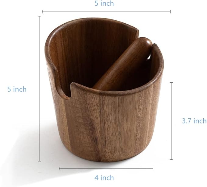 5 inch Coffee Knock Box espresso knock box,Wood Bin for Espresso Machine Coffee Grounds Acacia wood Knock Box Suitable for coffee bar decoration-coffee bar accessories