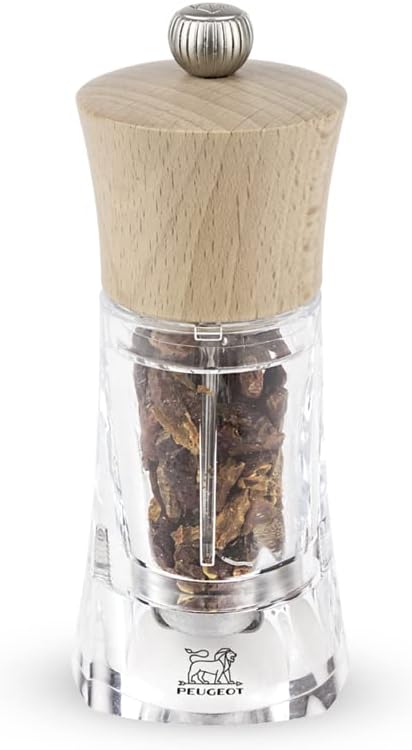 Manual chili pepper mill in wood and acrylic, natural 14 cm - 5,5in.