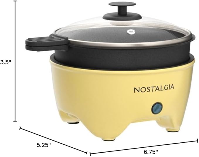 Nostalgia MyMini Personal Electric Skillet & Rapid Noodle Maker, Perfect For Healthy Keto & Low-Carb Diets, Yellow