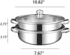 Steamer Pot for Cooking 5.0-Quart Steam Pot with Lid 2-tier Multipurpose Stainless Steel Steaming Cookware with Handle for Vegetable, Soups, Stews and Pasta