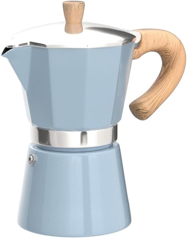 MORDEN MS Moka Pot, Stovetop Espresso Maker 6 Cup/10 OZ Italian Coffee Maker Camping Coffee Pot Manual Cuban Coffee Percolator for Cappuccino or Latte - Blue
