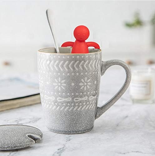 Leden Tea Infuser Cute Tea Strainer for Loose Tea Stainless Steel Fine Mesh Tea Ball Steeper with Silicone Lid for Mug and Cup, Red