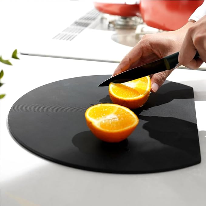 ZVP Thick Silicone TPU Cutting Board Mats for Kitchen, Flexible Rubber Cutting Boards, Anti-Slip Cutting Mats, Semicircle Chopping Board, BPA Free Dishwasher Safe, 2 Pieces