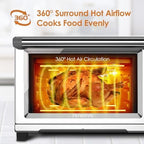 Nuwave Bravo Air Fryer Toaster Smart Oven, 12-in-1 Countertop Convection, 30-QT XL Capacity, 50°-500°F Temperature Controls, Top and Bottom Heater Adjustments 0%-100%, Brushed Stainless Steel Look