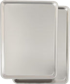 Commercial Quality Baking Sheet Pan Set, Natural Aluminum Cookie Sheet, Umite Chef Warp Resistant Baker's Half Sheet Pan, Large Thick Cookie Tray Pans for Baking, Roasting(2 Pack, 18X13In)