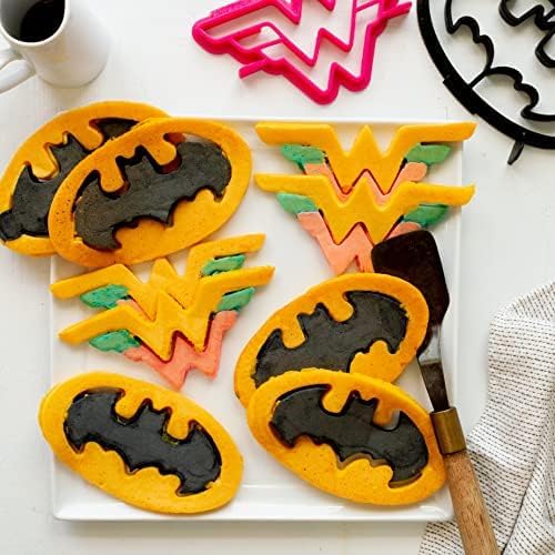 Whiskware Justice League Silicone Pancake Mold and Shaper, Breakfast Art Dishwasher Safe, BPA and Phthalate Free Plastic, Batman