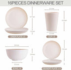 Rubtlamp Wheat Straw Dinnerware Sets, 16PCS Plastic Dinnerware Set for 4, Wheat Straw Plates and Bowls Sets, Unbreakable Dinnerware Plastic Microwave Safe Dishes Set for Kitchen&Camping