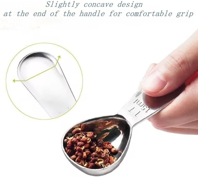 CoaGu Short Handle Coffee Scoop 15ml (1 Tbsp) - Stainless Steel Measuring Spoon for Ground Coffee, Spices & Protein Powder - Compact Design Fits Small Jars, Dishwasher Safe & Rust-Resistant