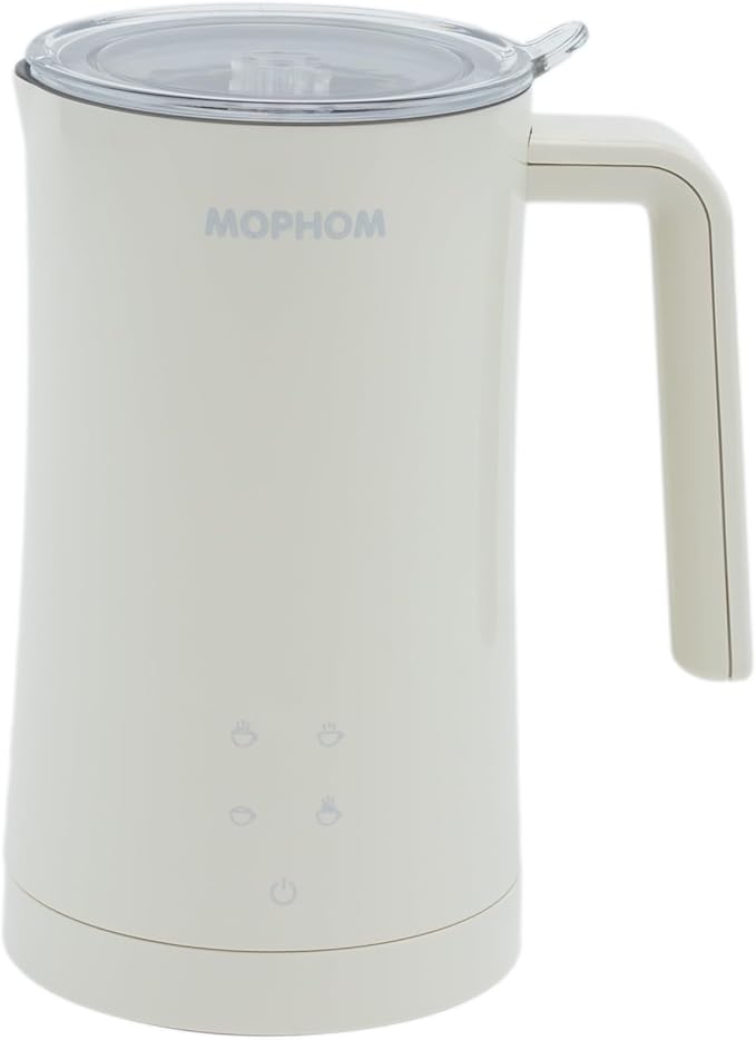 Milk Frother, 4 in 1 Electric Milk Steamer,11.84oz/350ml Automatic Warm and Cold Foam frother for Coffee, Latte, Macchiato, Cappuccino, Hot Chocolate,From the Makers of Mophom 400W,Off White