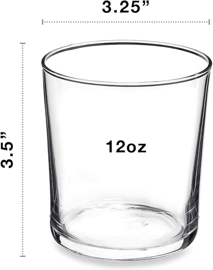 Bormioli Rocco Bodega Collection Glassware – Set Of 12 Medium 12 Ounce Drinking Glasses For Water, Beverages & Cocktails – 12oz Clear Tempered Glass Tumblers