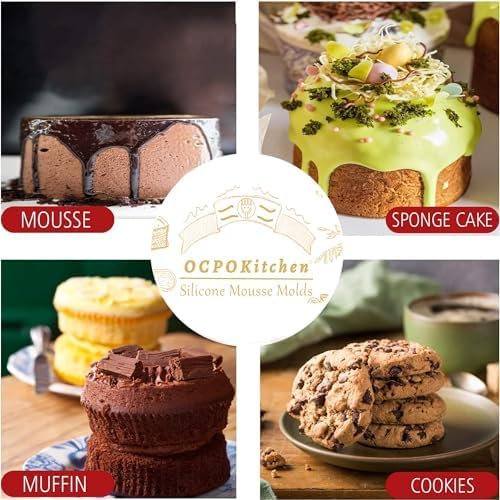 OCPO KITCHEN 3D Round Cylinder Silicone Mold for Baking Mousse Cake, Candy, Pastry, Chocolate, Cupcake, Cookie, Cake Decoration Mold, Round Shape (24-Cavity)