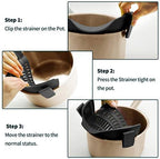 AUOON Clip On Strainer Silicone for All Pots and Pans, Pasta Strainer Clip on Food Strainer for Meat Vegetables Fruit Silicone Kitchen Colander (Gray)