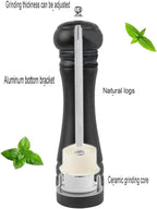 Wooden Pepper Mill Set Salt Black Pepper Grinder Kit Manual Mills Solid with Strong Adjustable Ceramic Grinders 2 Piece 8 Inches