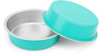 Beasea Mini Pie Pans with Lids, 4 Inch 100 Pack Disposable Cake Pans, 8 Oz Elegant Blue Aluminum Pie Pan Tin Round Disposable Tin Tart Pans Mini Cheesecake Pan for Pie Tart Quiche