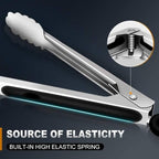 4 Pack Tongs For Cooking, Heat Resistant 600 Degrees 9",12" Stainless Steel Locking Metal Tong & 9",12" Kitchen Tongs with Silicone Tips, Non-Slip Food Silicone Tong, Heavy Duty, Non-Stick