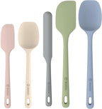 ChefAide 5 Pieces Silicone Spatula Set, Food Grade Rubber Spatula, Upgrade Strong Handle with Ergonomic Grip, Heat Resistant Up to 600°F for Nonstick Cookware, Cooking