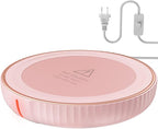 HouseGem Large Candle Warmer Plate - Coffee Cup Mug Warmer for Desk, Candle Melter, Electric Mug Heater for Beverages, Milk & Tea, Coffee Accessories Ideal Gifts Keep Cup Warm (Pink)
