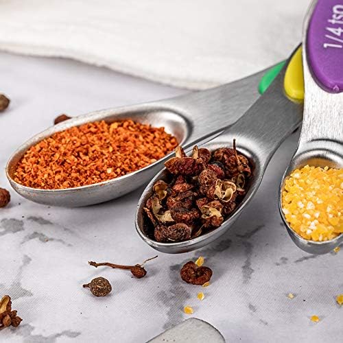 19 Pieces Measuring Cups and Spoons set, Includes 10 Stackable Measuring Cup with Lid and 9 Magnetic Measuring Spoons, BPA Free, Dishwasher Safe (Multicolor)
