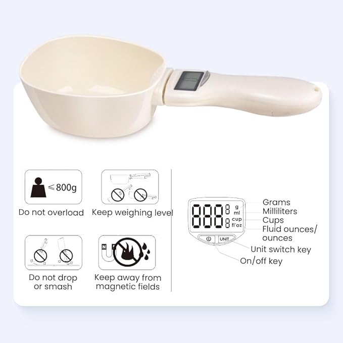 Digital Measuring Spoon, 2025 Food Measuring Scoop Scale 800g / 0.1g High Precision with LCD Screen,Household Weighing Scoop for Kitchen and Dog Cat Food (3)