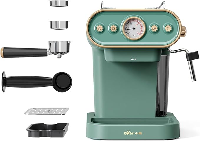 compact high-pressure coffee machine with steam frother