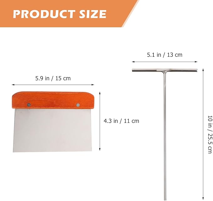 KALLORY Stainless Steel Pancake Spreader and Scraper Set, Small round Portable Crepe Tool with Handheld Design for Home Cooking and Crepe Making, 2pcs Kitchen Gadget