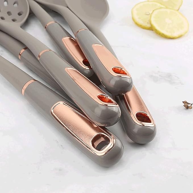 Kitchen Cookware Silicone Non-stick Cooking Tool Spatula Ladle Shovel Soup Utensils Set(D)