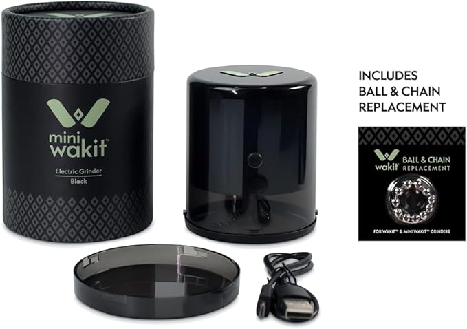 Mini Wakit Grinder (Black) – Rechargeable Electric Herb Grinder with Patented Ball & Chain Technology for Effortless Grinding – Compact, Easy-to-Use, Ideal for Kitchen, Herbs, and Spices