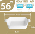 Sweejar Ceramic Baking Dish, 9 x 9 Cake Baking Pan for Brownie, Porcelain Square Bakeware with Double Handle for Casserole, Lasagna, Family Dinner (Fog Blue)