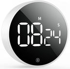VOCOO Digital Kitchen Timer - Magnetic Countdown Countup Timer with Large LED Display Volume Adjustable, Easy for Cooking and for Seniors and Kids to Use (White)